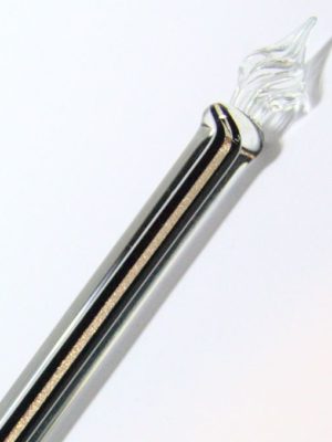 Glasfeder schwarz-gold gestreift