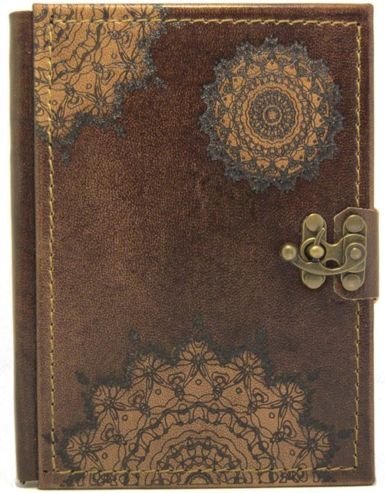 Braunes Lederbuch mit Ornamenten "Mandala"