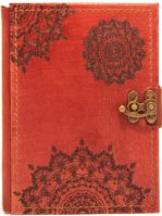 Rotes Lederbuch mit Ornamenten "Mandala"